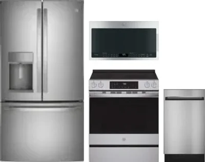 4 Piece Package Includes Refrigerator, Range, Microwave And Dishwasher